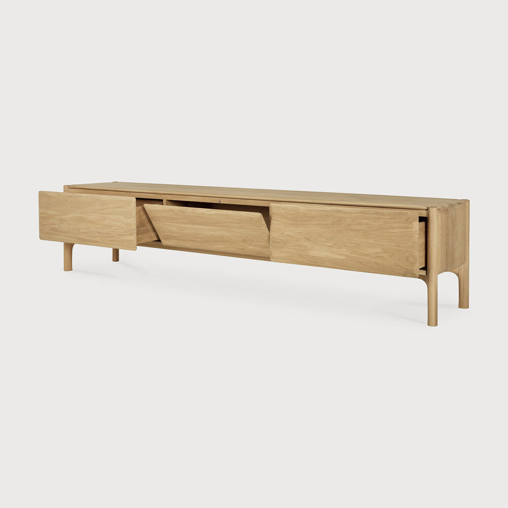Pi Tv Cupboard | Oak | 1 Flip|Down Door | 2 Drawers