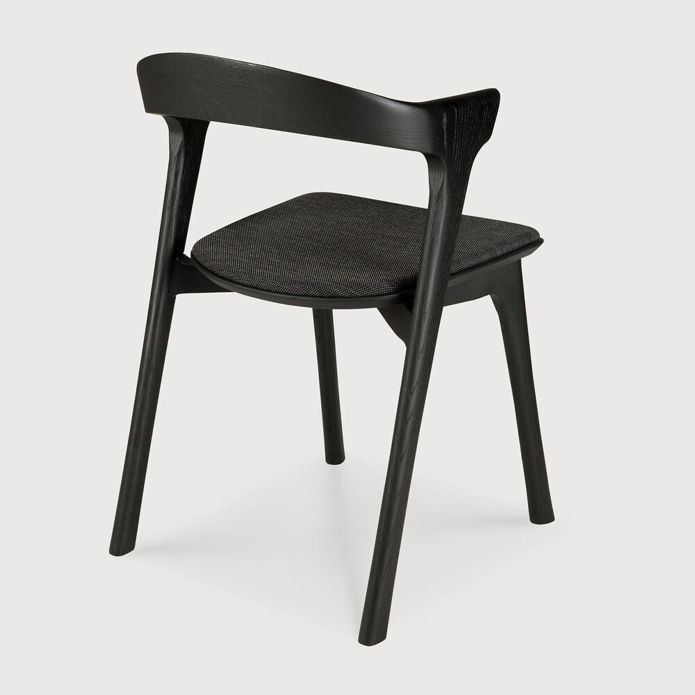 Bok Dining Chair | Varnished Oak | Black | Soft Black Fabric