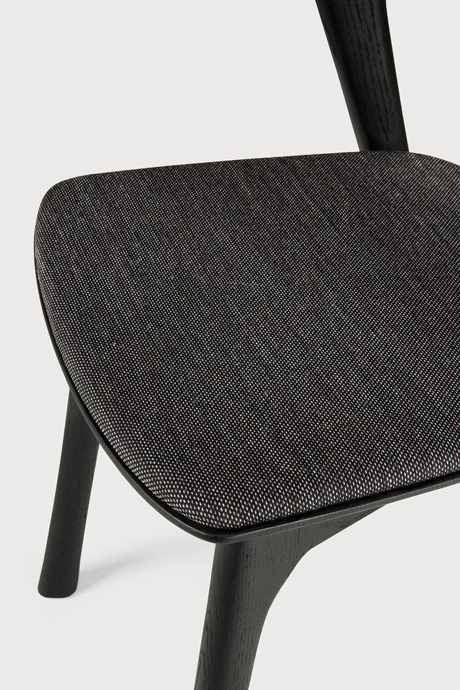 Bok Dining Chair | Varnished Oak | Black | Soft Black Fabric