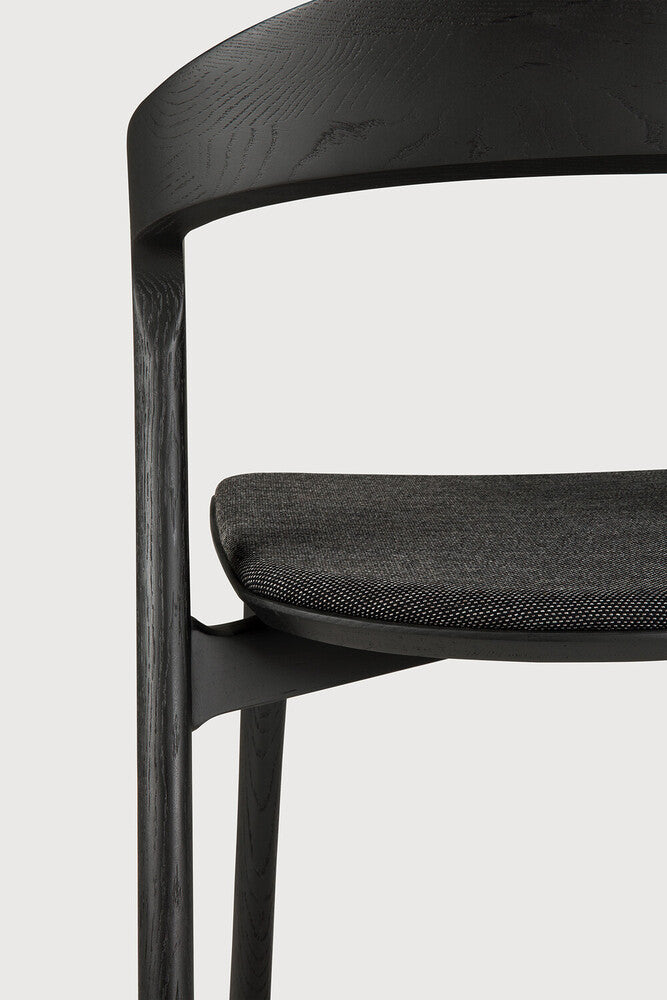 Bok Dining Chair | Varnished Oak | Black | Soft Black Fabric