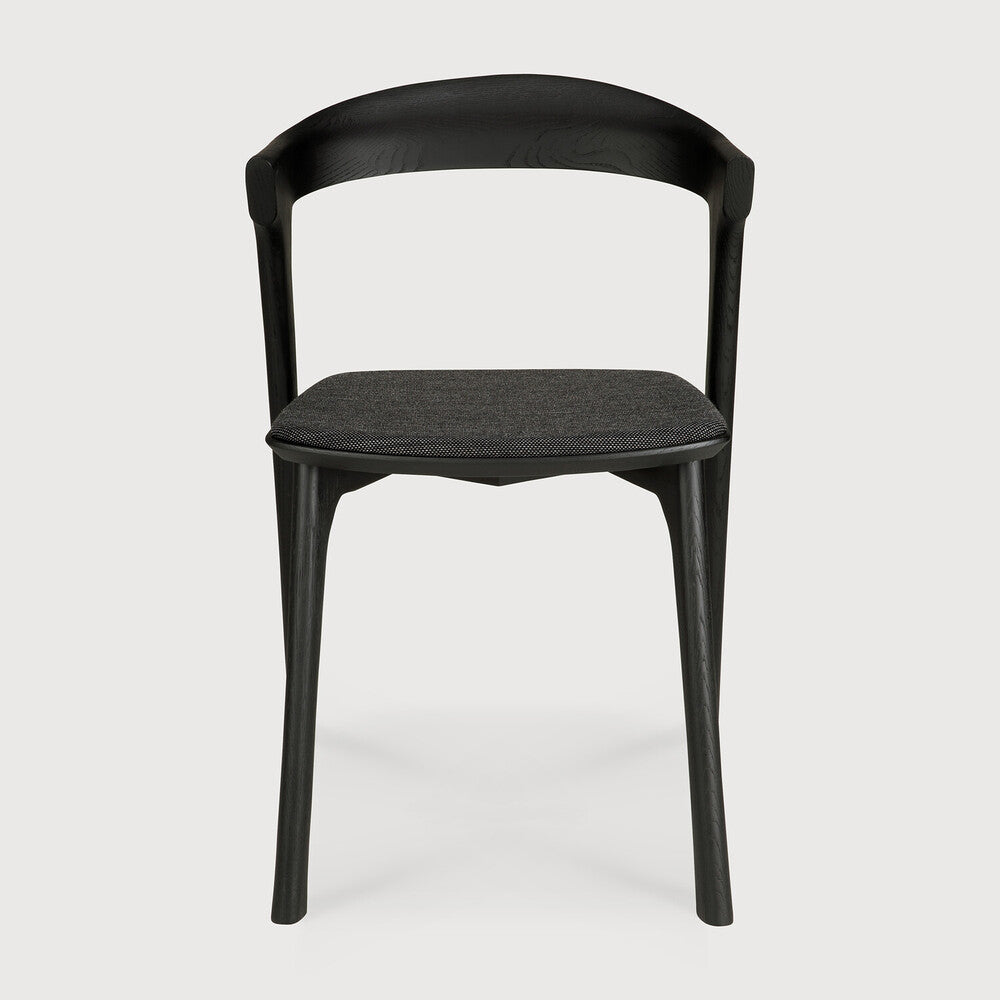 Bok Dining Chair | Varnished Oak | Black | Soft Black Fabric