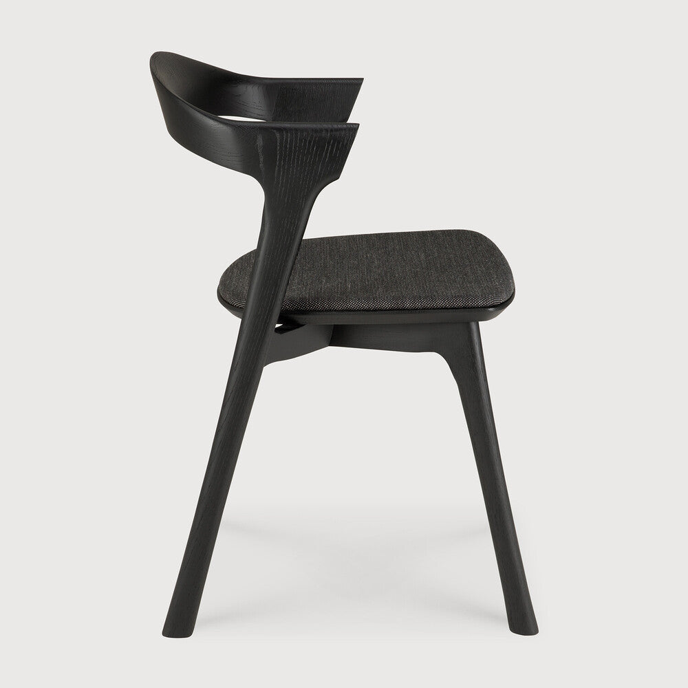 Bok Dining Chair | Varnished Oak | Black | Soft Black Fabric