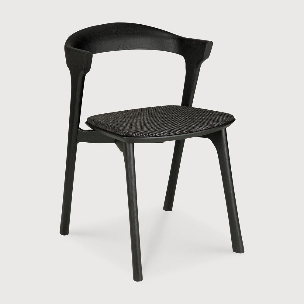 Bok Dining Chair | Varnished Oak | Black | Soft Black Fabric