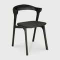 Bok Dining Chair | Varnished Oak | Black | Soft Black Fabric