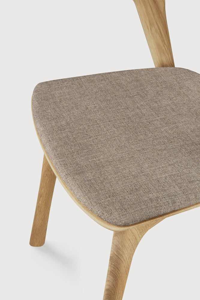 Bok Dining Chair| Varnished Oak | Warm Grey Fabric