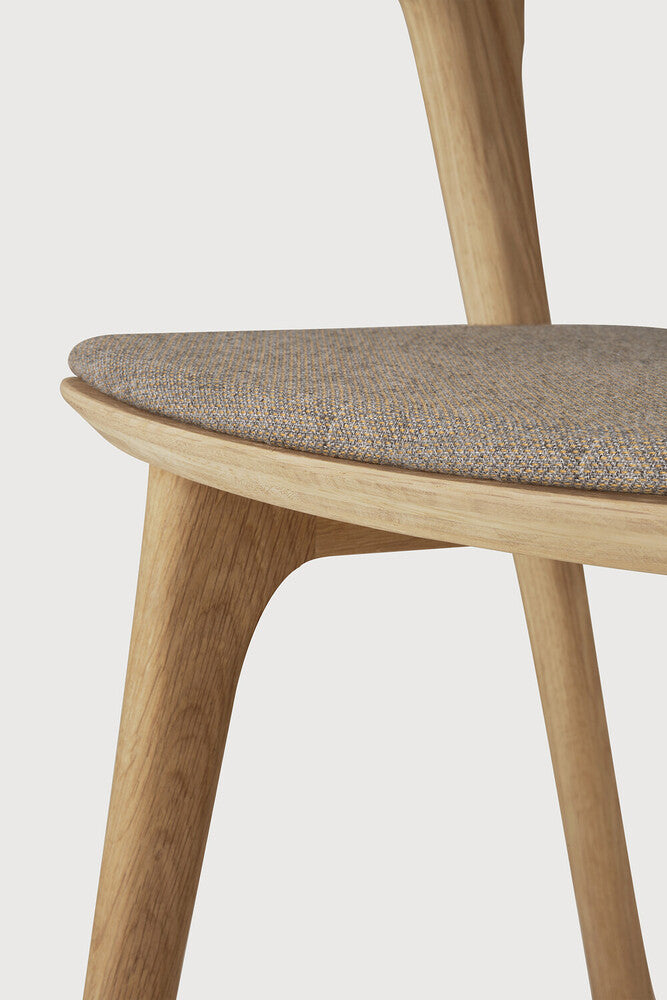 Bok Dining Chair| Varnished Oak | Warm Grey Fabric