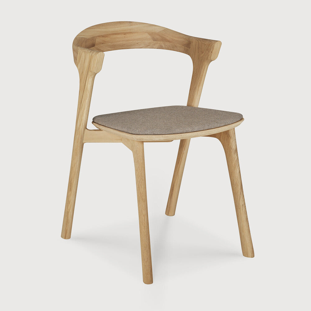 Bok Dining Chair| Varnished Oak | Warm Grey Fabric