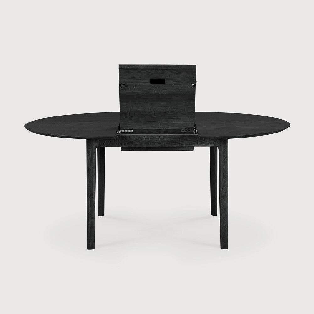 Bok Extendable Dining Table | Varnished Oak | Black | Round