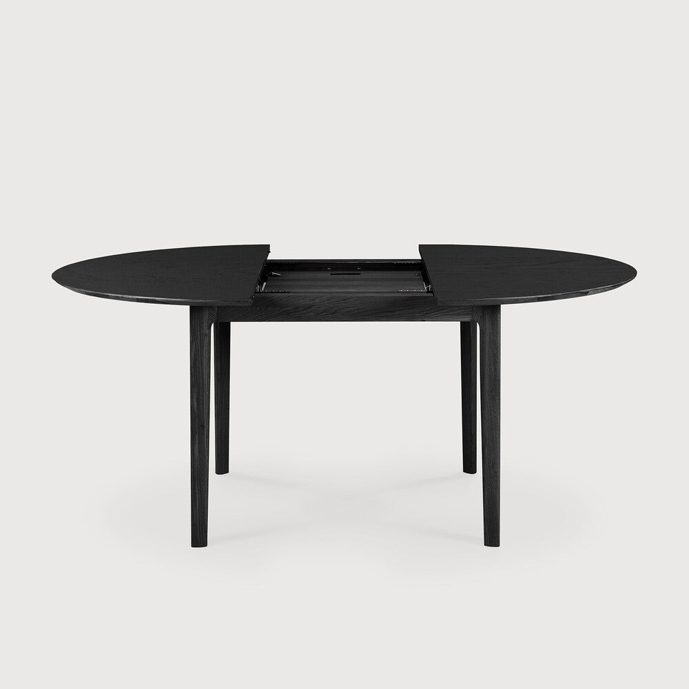 Bok Extendable Dining Table | Varnished Oak | Black | Round