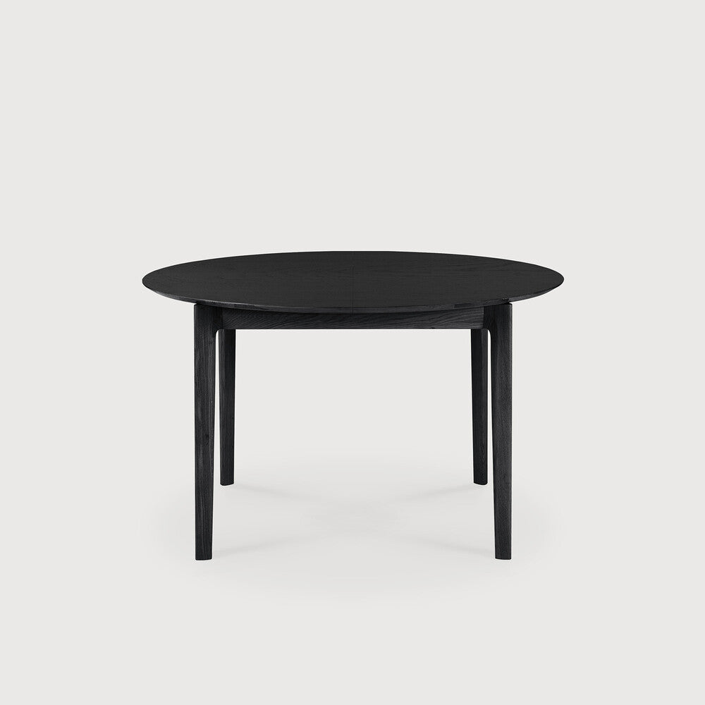 Bok Extendable Dining Table | Varnished Oak | Black | Round
