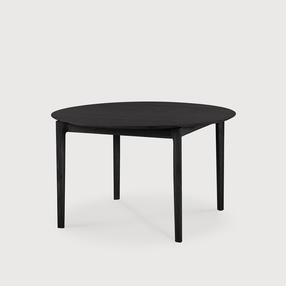 Bok Extendable Dining Table | Varnished Oak | Black | Round