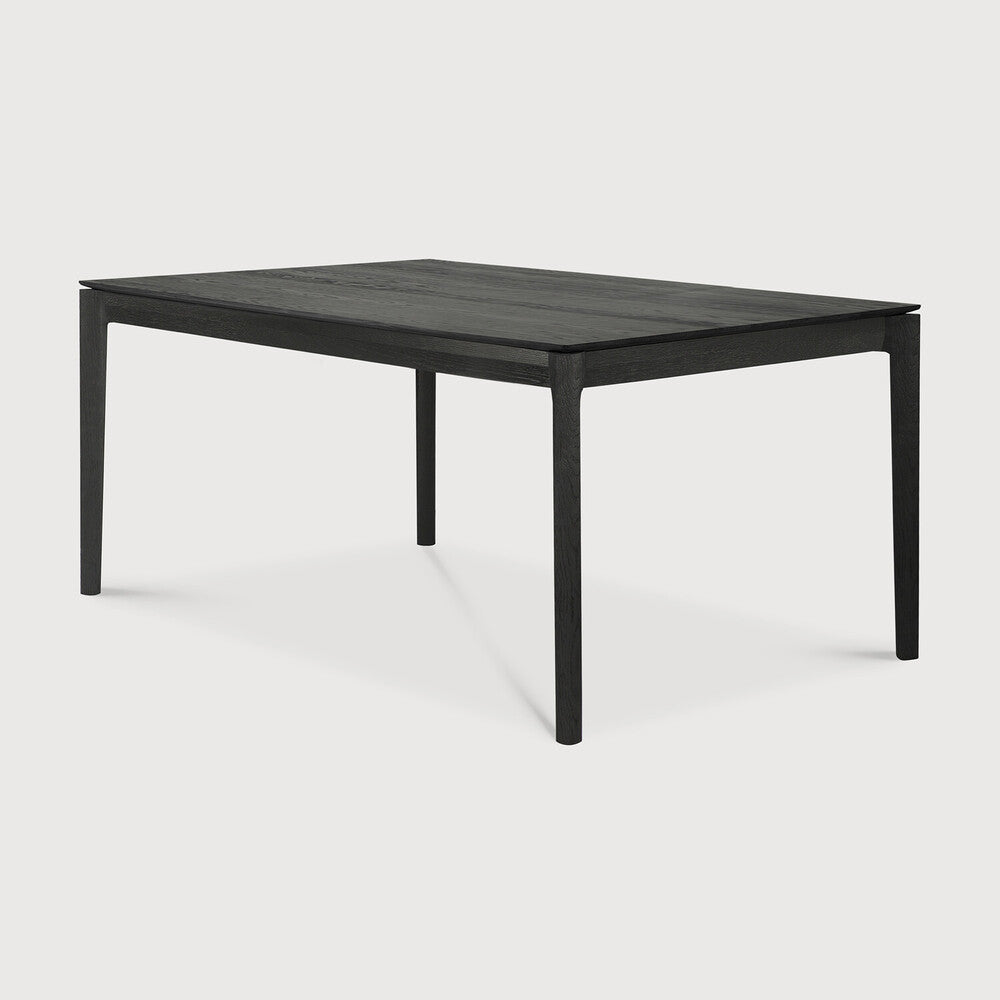 Bok Extendable Dining Table | Varnished Oak | Black | Rectangular | 79"|118" X 39"