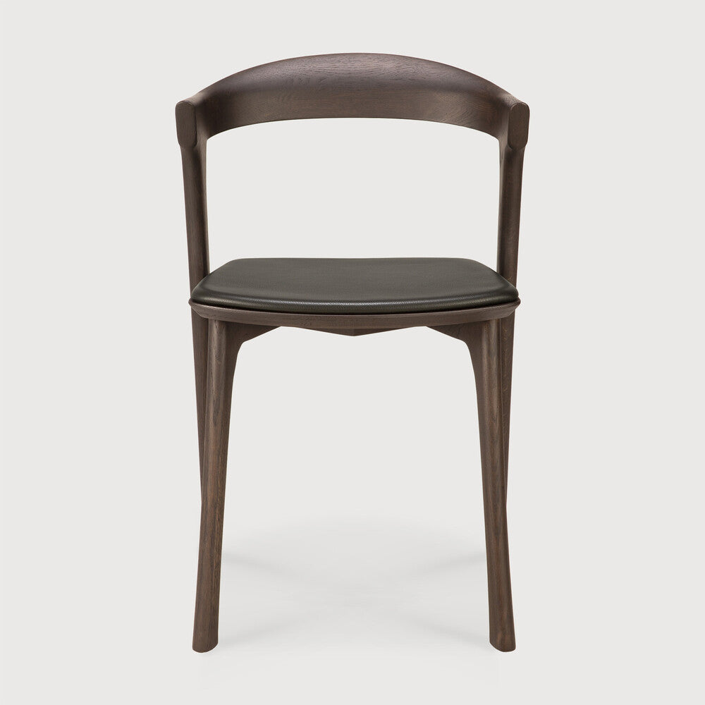 Bok Dining Chair | Varnished Oak | Brown | Brown Leather