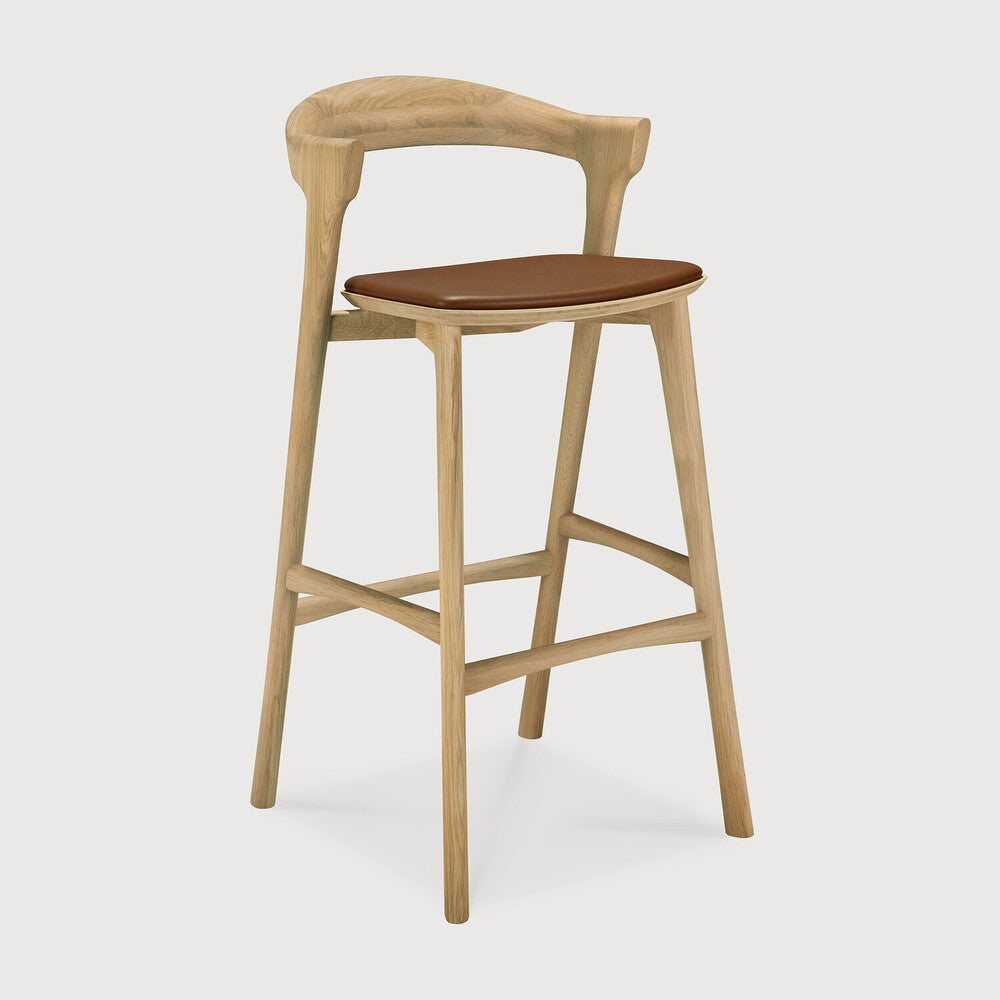 Bok Bar Stool | Varnished Oak | Cognac Leather