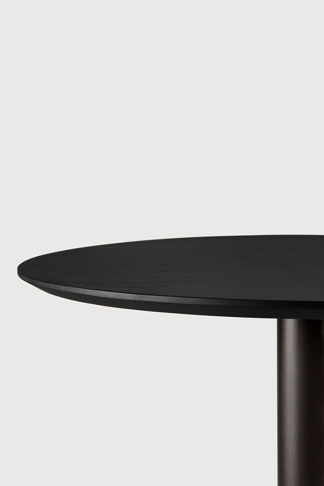 Blend Dining Table | Varnished Oak Top | Black | Dark Bronze Base | Round | 35" X 35"