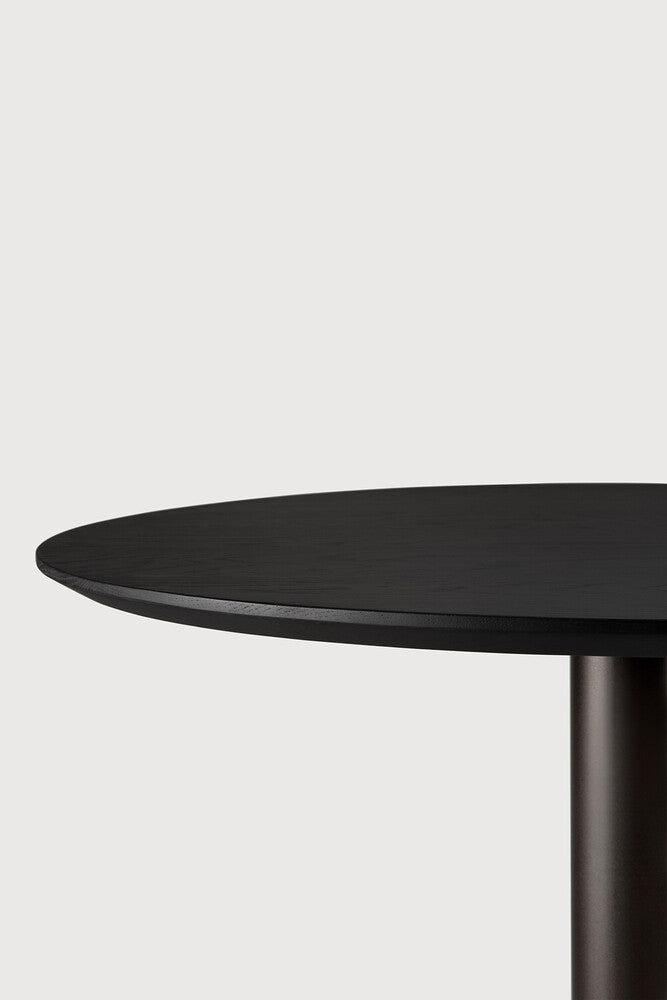 Blend Dining Table | Varnished Oak Top | Black | Dark Bronze Base | Round | 28" X 28"