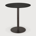 Blend Dining Table | Varnished Oak Top | Black | Dark Bronze Base | Round | 28" X 28"
