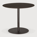 Blend Dining Table | Varnished Oak Top | Brown | Dark Bronze Base | Round | 35" X 35"