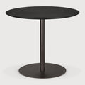 Blend Dining Table | Varnished Oak Top | Black | Dark Bronze Base | Round | 35" X 35"