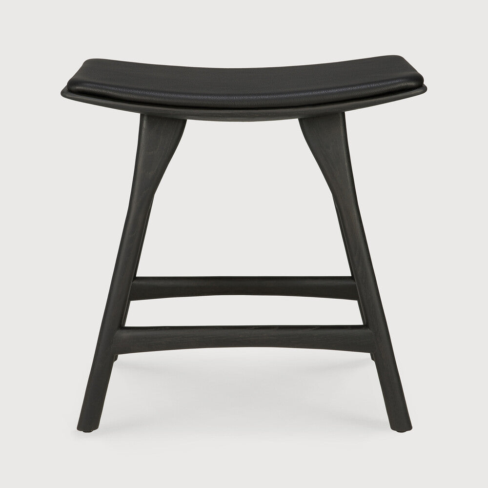 Osso Stool | Varnished Oak | Black | Black Leather