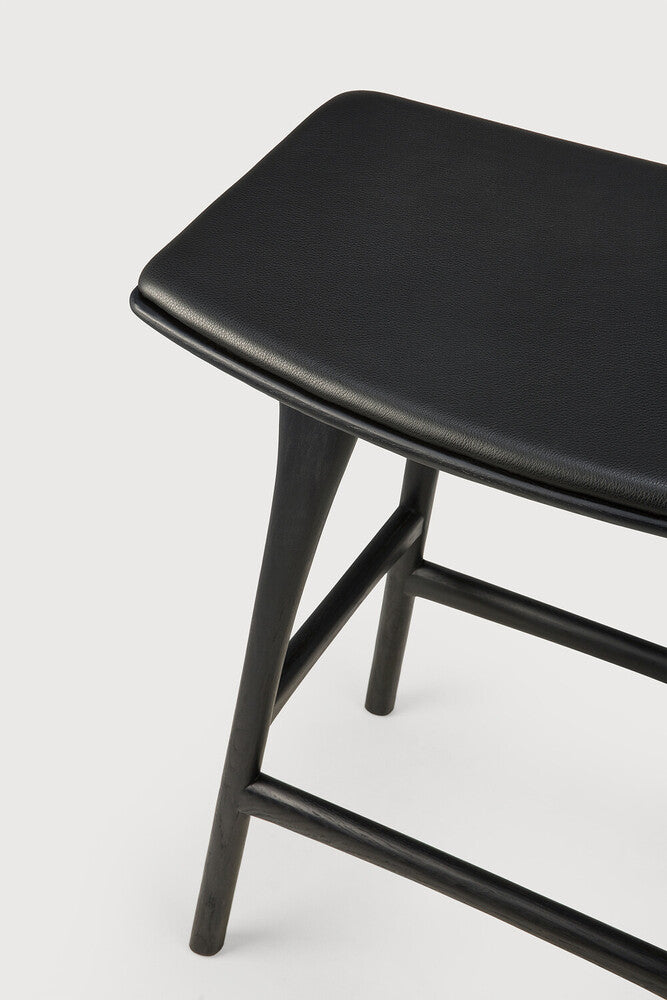 Osso Counter Stool | Varnished Oak | Black | Black Leather