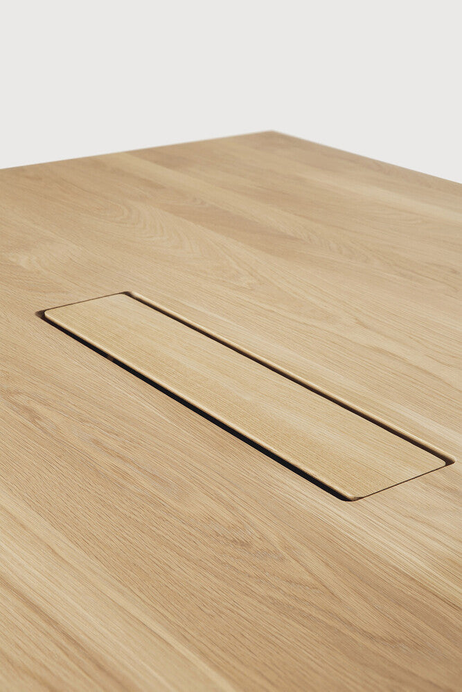 Geometric Meeting Table | Varnished Oak | Rectangular | With Wire Management Boxes
