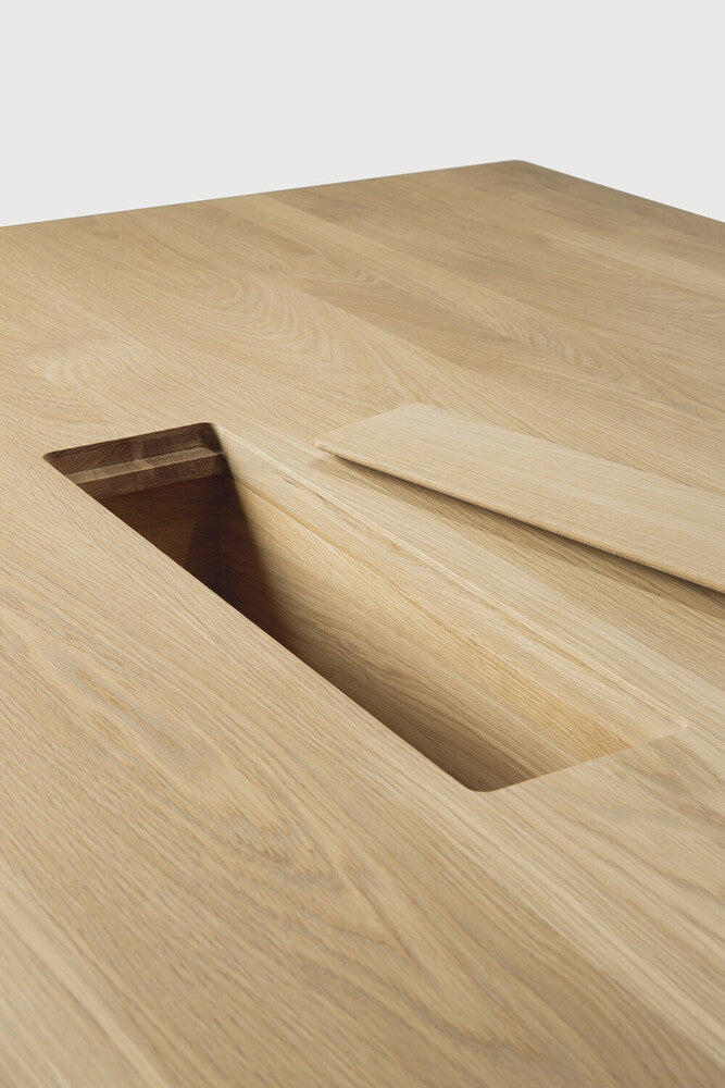 Geometric Meeting Table | Varnished Oak | Rectangular | With Wire Management Boxes