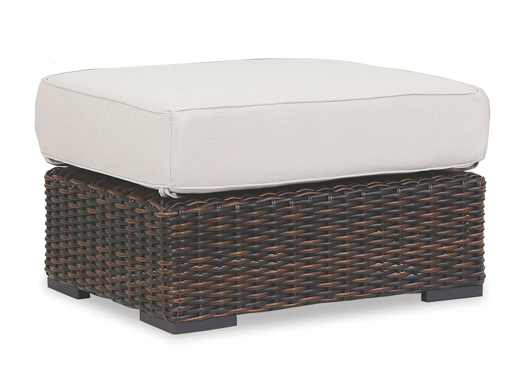Montecito Ottoman in Canvas Flax w/ Self Welt