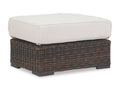 Montecito Ottoman in Canvas Flax w/ Self Welt