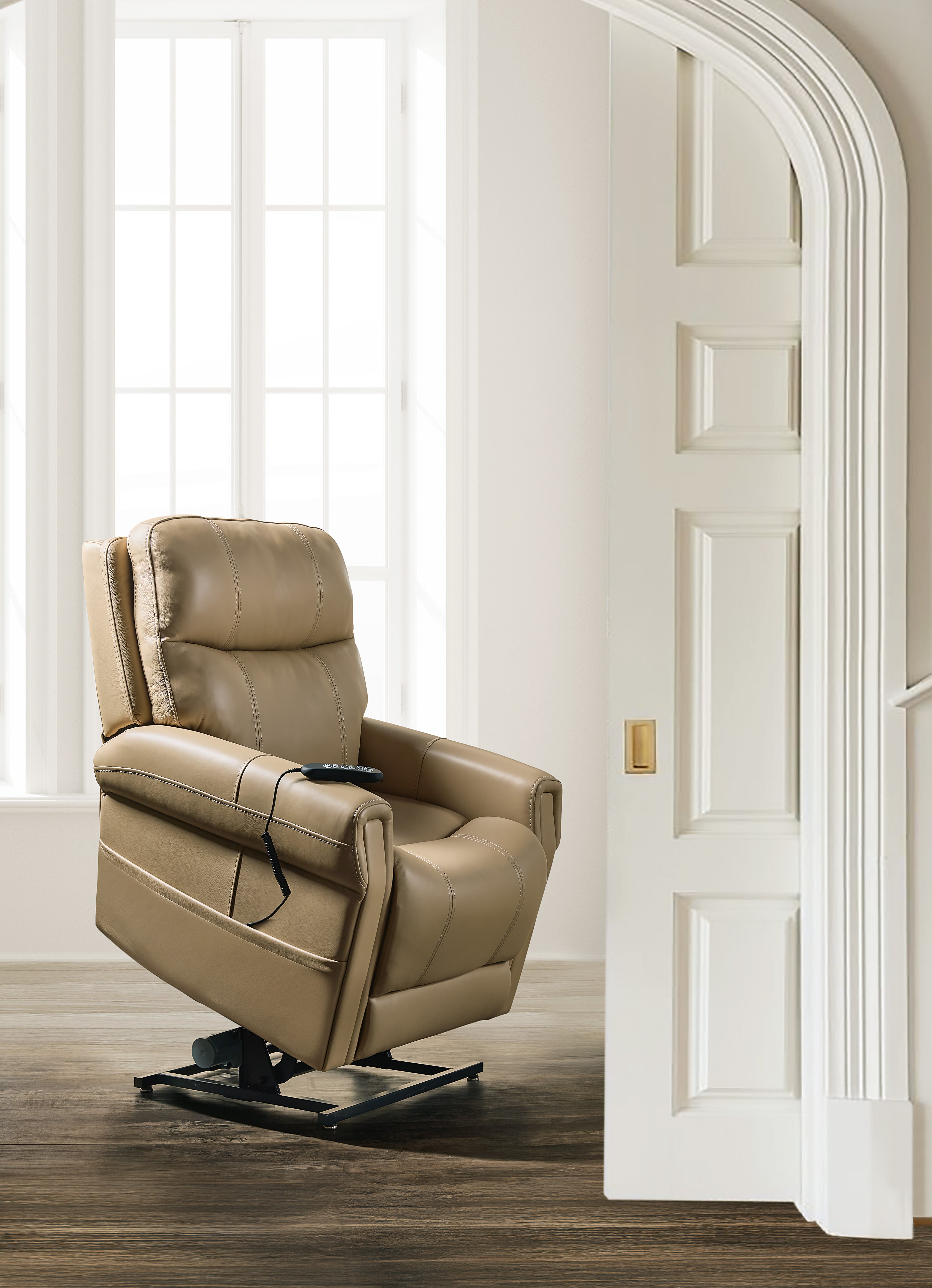 Carroll Power Recliner with Power Headrest, Lumbar & Lift | Beige