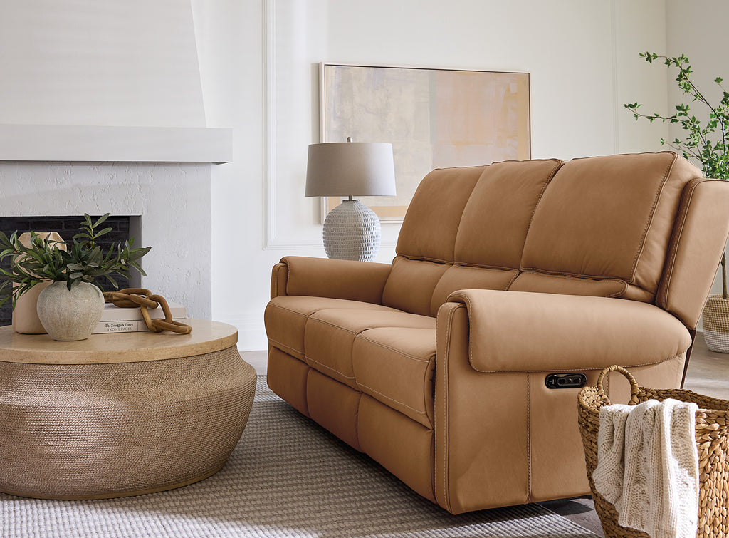 Somers Sofa with Power Recline & Power Headrest | Light Brown