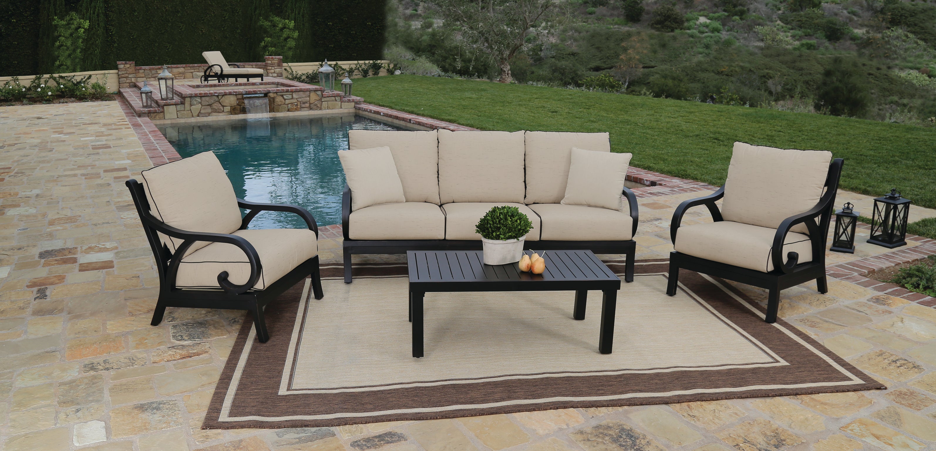Monterey Sofa in Linen Stone w/ Self Welt