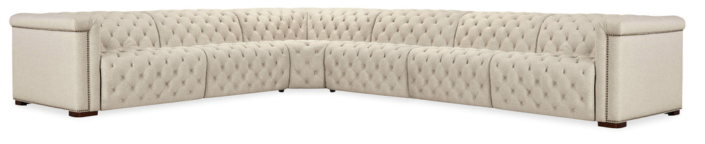 Savion Deux 6 Seat Sectional with Four Power Recliners and Seven Power Headrests | Beige