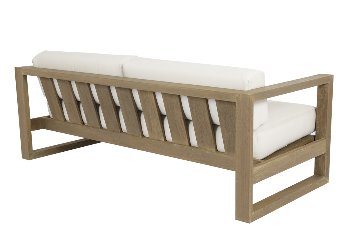 Coastal Teak Sofa in Canvas Canvas, No Welt