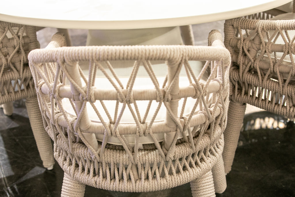 Dana Rope Dining Chair in Linen Canvas w/ Self Welt