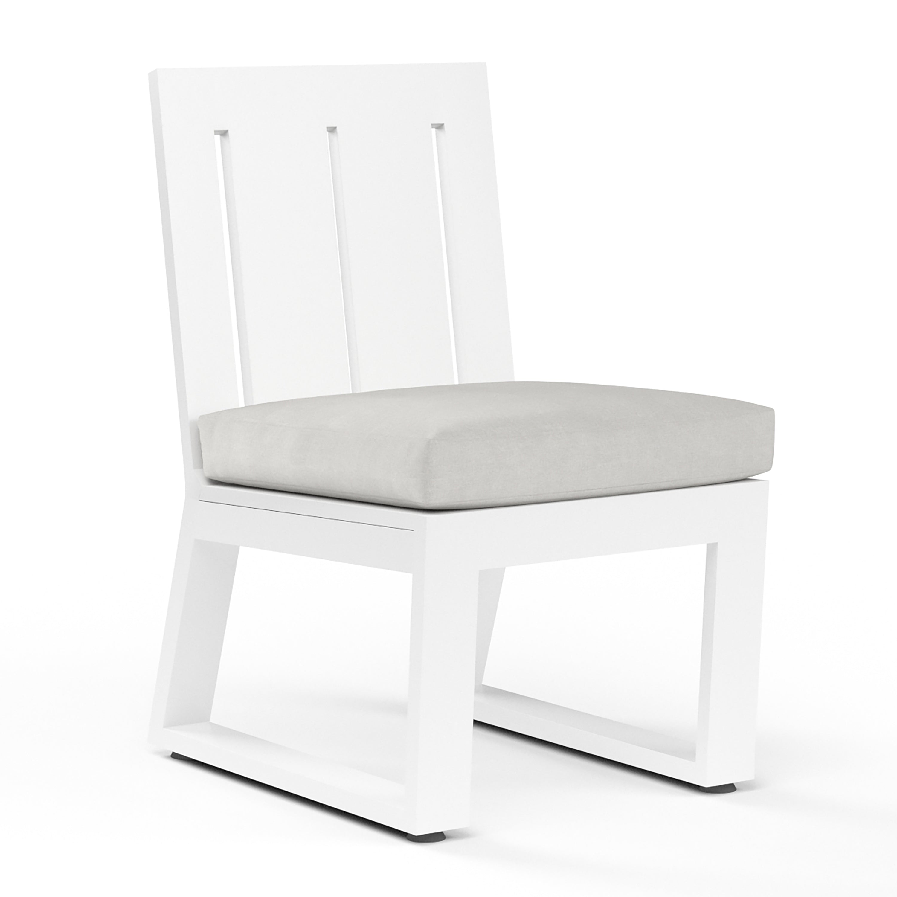 Newport Armless Dining Chair in Cast Silver, No Welt