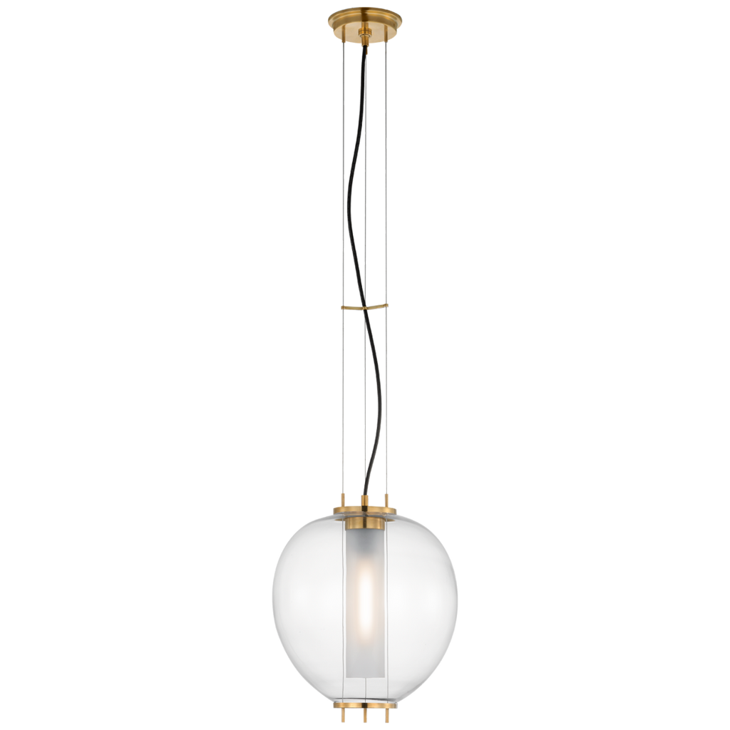 Taro 13" Lantern | Antique-Burnished Brass | Clear Glass