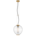 Taro 13" Lantern | Antique-Burnished Brass | Clear Glass