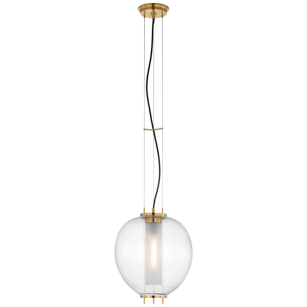 Taro 13" Lantern | Antique-Burnished Brass | Clear Glass
