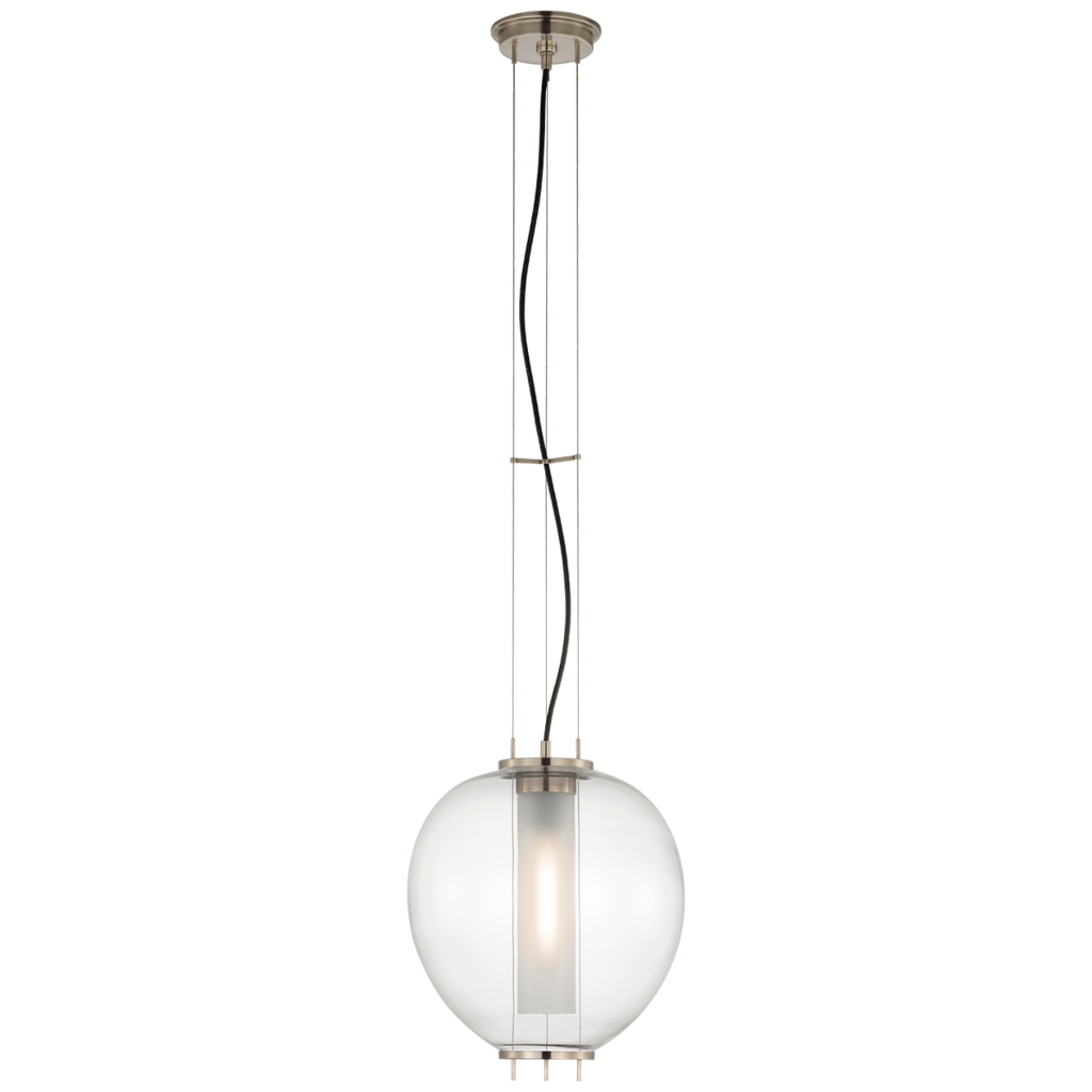 Taro 13" Lantern | Antique Nickel | Clear Glass