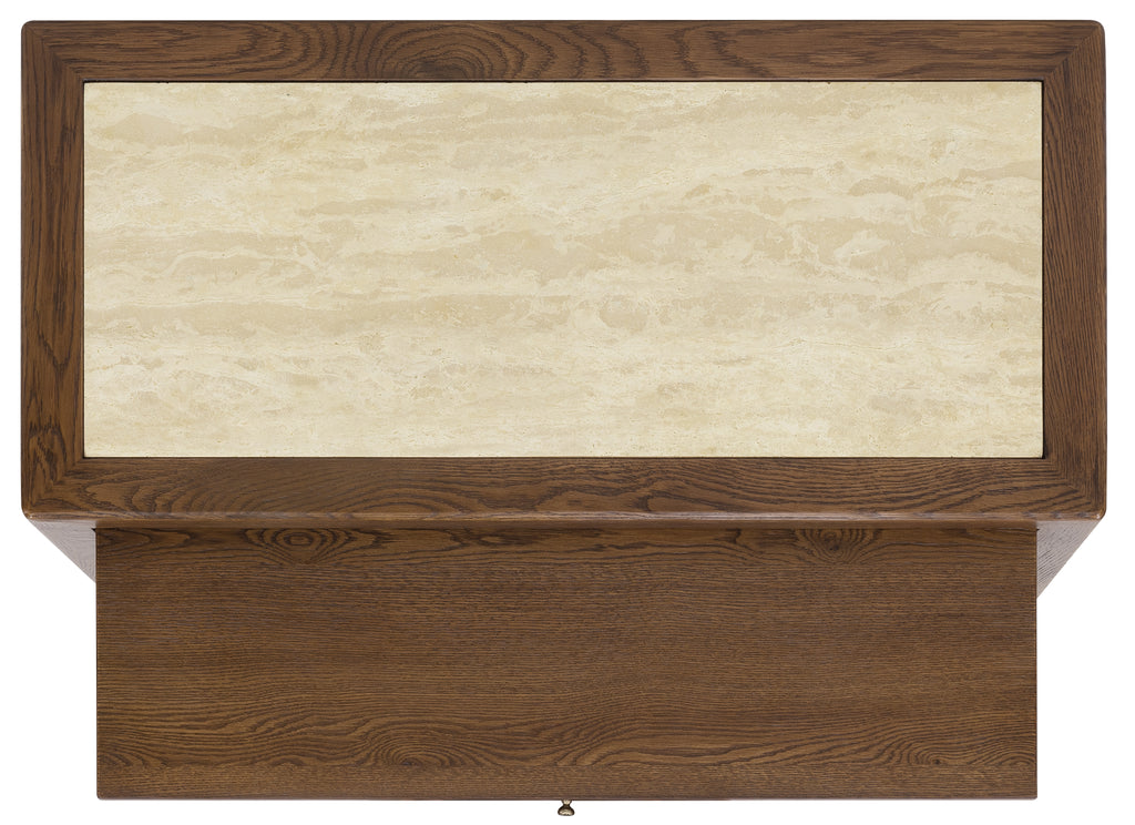Driftwood One-Drawer Nightstand with Stone | Worn Saddle