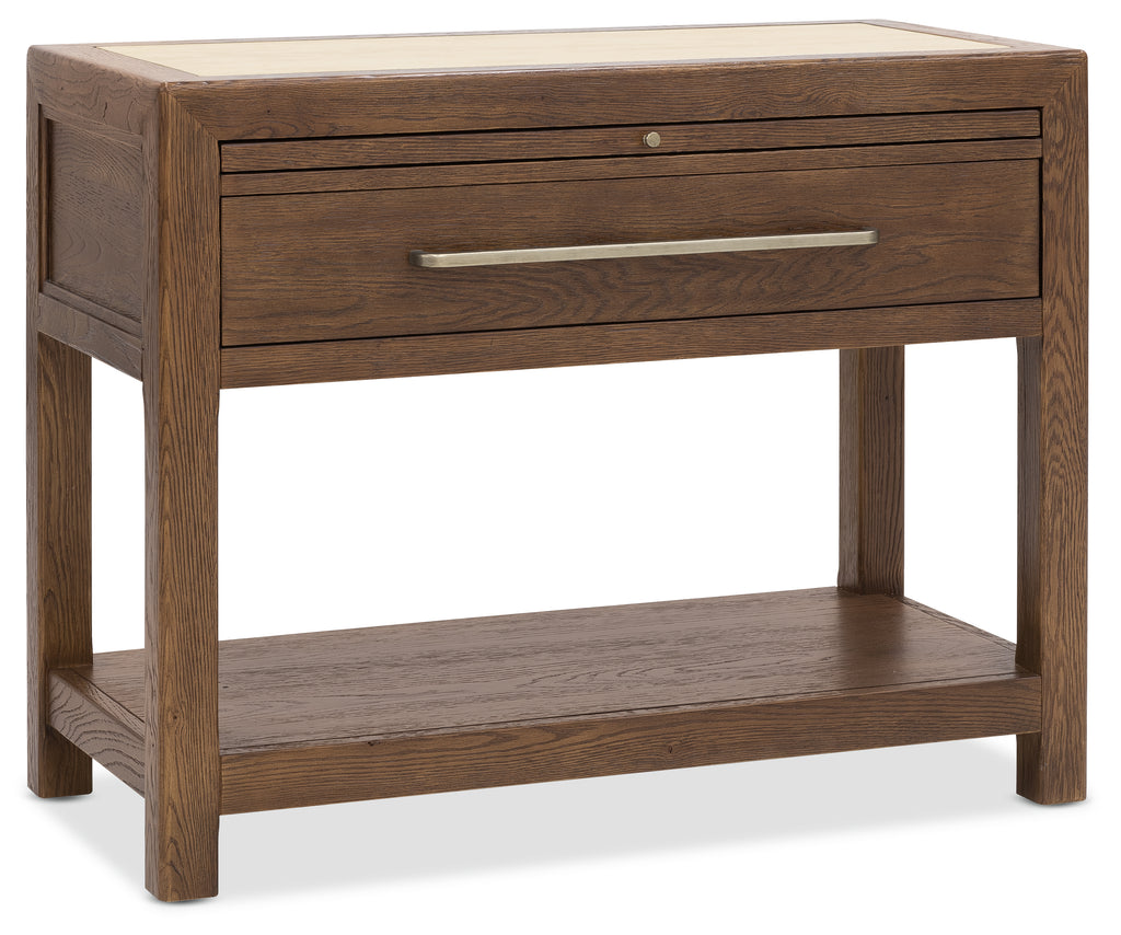 Driftwood One-Drawer Nightstand with Stone | Worn Saddle