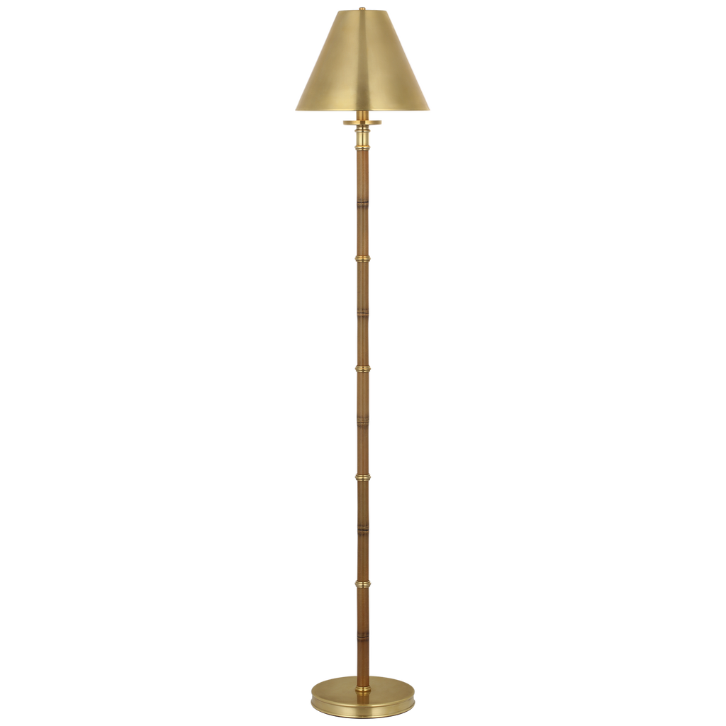 Dalfern 53" Cordless Reading Floor Lamp | Waxed Bamboo and Natural Brass | Natural Brass Shade