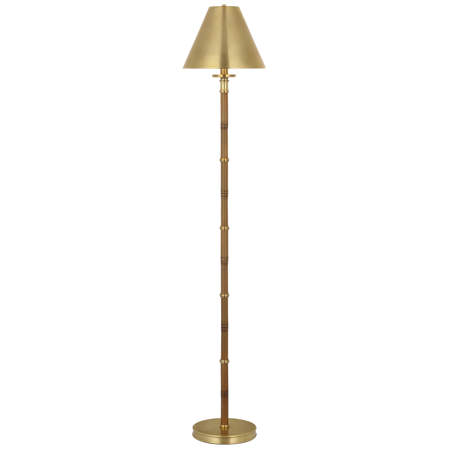 Dalfern 53" Cordless Reading Floor Lamp | Waxed Bamboo and Natural Brass | Natural Brass Shade