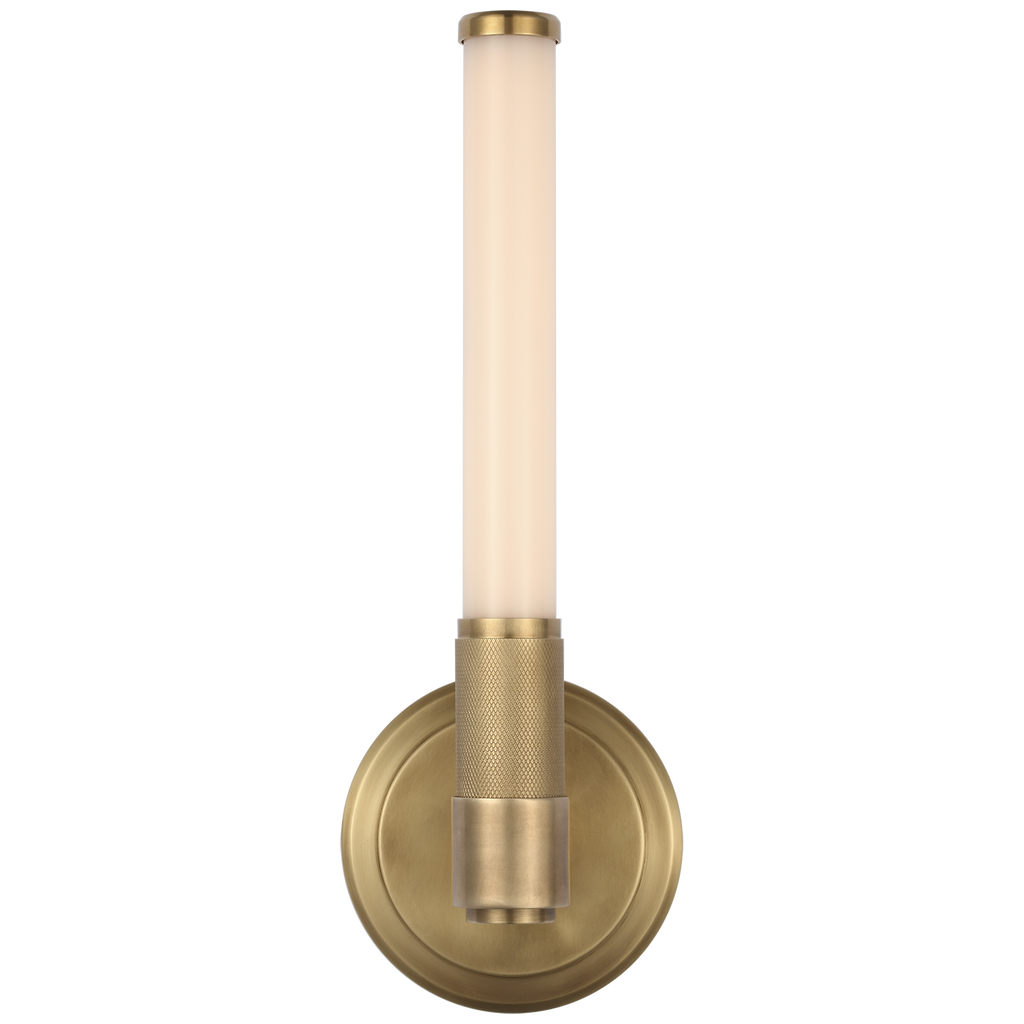 Barrett 13" Single Bath Light | Natural Brass | White Glass