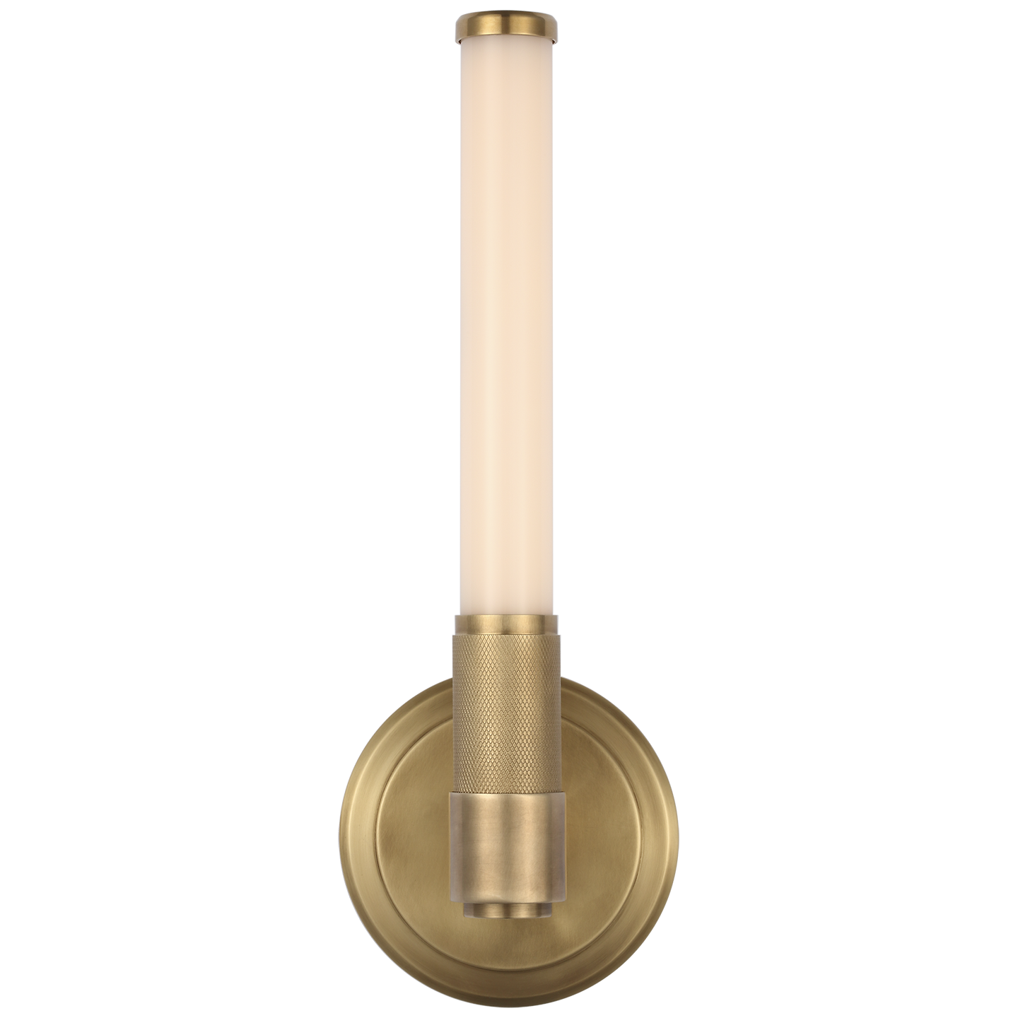 Barrett 13" Single Bath Light | Natural Brass | White Glass