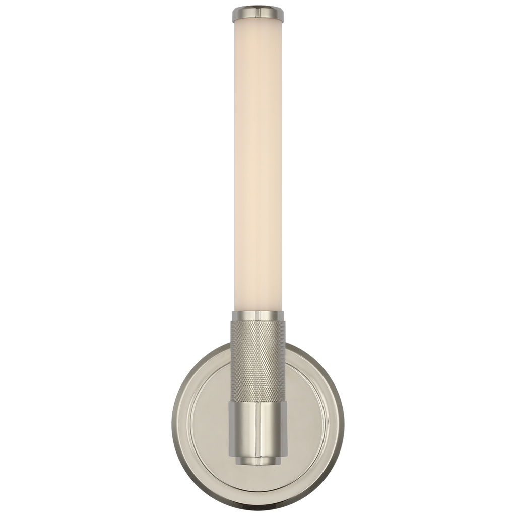 Barrett 13" Single Bath Light | Polished Nickel | White Glass