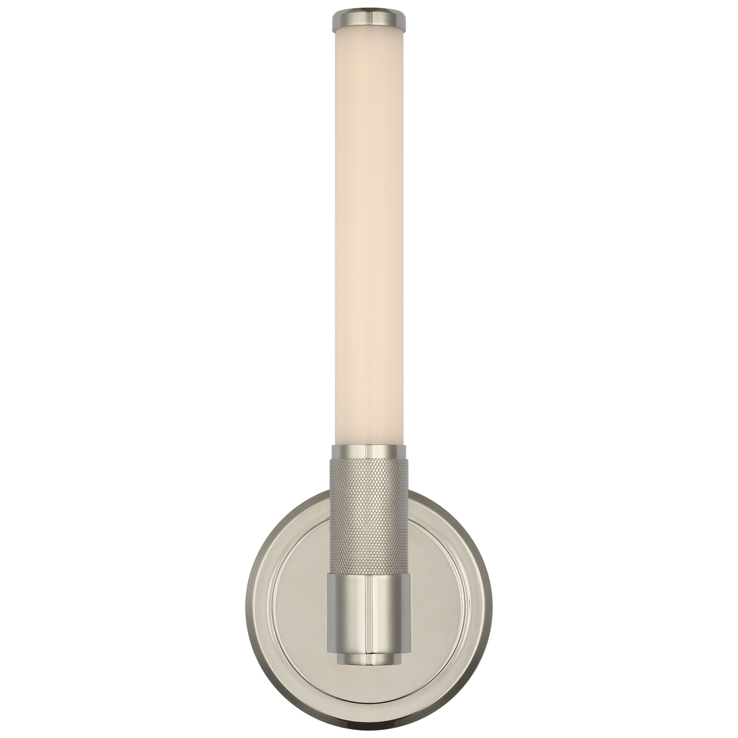 Barrett 13" Single Bath Light | Polished Nickel | White Glass