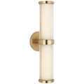 Ranier Double Bath Light | Natural Brass | Clear Glass Rods