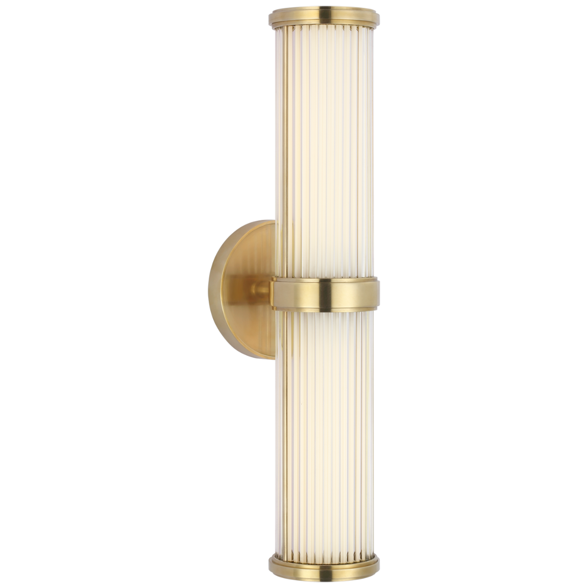 Ranier Double Bath Light | Natural Brass | Clear Glass Rods